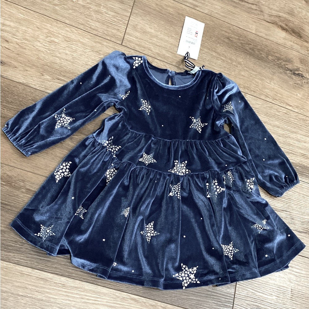 Joules Girls Size 3Y Velour Dress with Silver Stars - NWT
